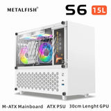 METALFISH S6 Computer Compact White Case Gaming PC Chassis Support 31cm Lenght GPU MATX Mainboard ATX/SFX PSU Mid Tower Cooler