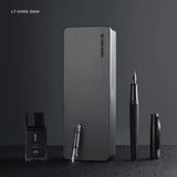 LT Hongdian 6013 Black Metal Fountain Pen Titanium Black Men's Business EF/F/ Curved Nib Rotating Pen Cap Office Gift Ink Pen