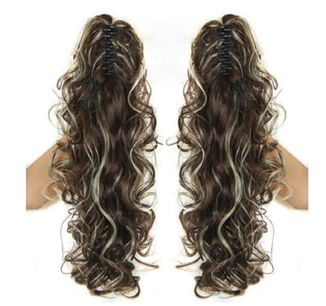 Synthetic Long Wavy Claw Clip On Ponytail Drawstring Hairpiece Wave Curly Black Brown Blonde Ombre Fake Hair for Women