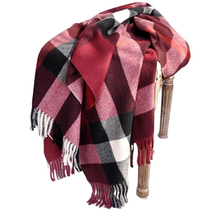 2024 Pamwallymensa Women's Scarf Winter Luxury Brand Tippet Scarves for Ladies  Plaid Shawls Warm British Style Thicken Man