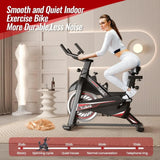 Stationary Bikes Indoor Cycling Bike,Cycle Belt Drive Indoor Exercise Bike with LCD Monitor and Comfortable Seat Cushion