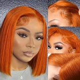 Glueless Ginger Orange Bob Lace Front Wig Human Hair Wear and Go Bob Lace front Human Hair Wigs 4x4 5x5 Closure Glueless Wig