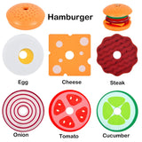 Montessori Toy For Kids,Wooden Hamburger Sandwich French Fries Sorting Stacking Toys, Preschool Learning Pretend Play Food Toy