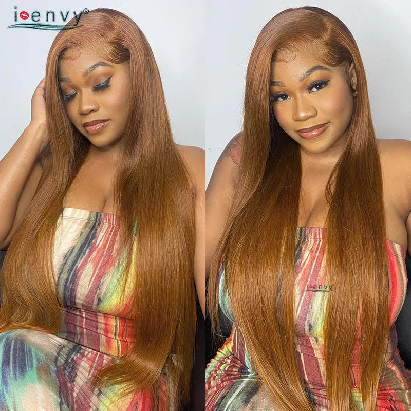 13X6 Colored Straight Lace Front Human Hair Wigs Ginger Blonde 13X4 Hd Lace Frontal Wig Prepluck 34 Inch Burgundy Lace Front Wig