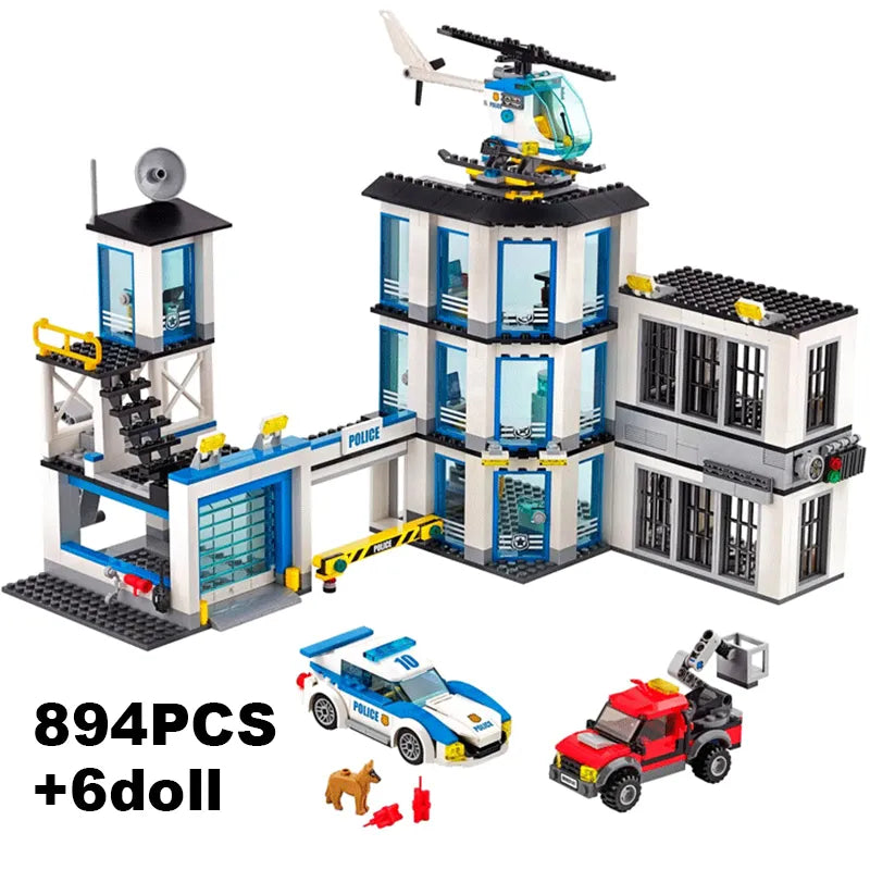 City Police Station Guard Building Blocks 60141 Helicopter Car SWAT Prison Figures Bricks Educational Toys Gift For Children Boy