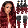 Ombre Body Wave Bundles With Closure Brazilian Human Hair Weave Bundles With Closure T4/30 Colored Bundles With Lace Closure