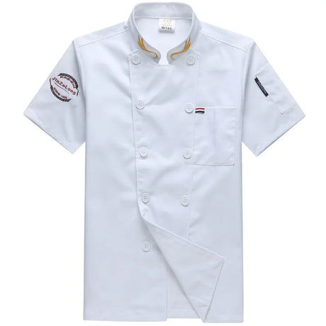 Chef Jacket Men Women Short Sleeve Cook Shirts Coat Embroidery Restaurant Hotel Bakery Waiter Uniform