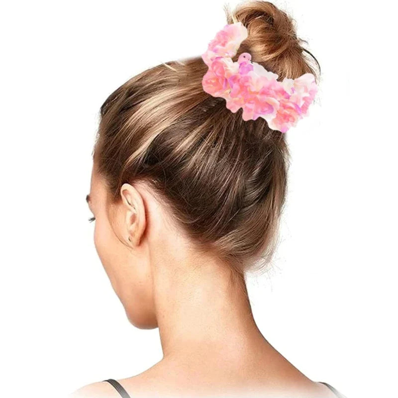 Flower Hair Tie Flower Hair Scrunchies For Women Flower Ponytail Holder Rose Scrunchies Hair Rope Elastic Hair Tie