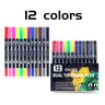 12/24/36/48 Colors Double Headed Art Drawing Notebook Pen Painting Pen Color Marker Pen Brush Tip 1-2mm Fine Tip 0.4mm