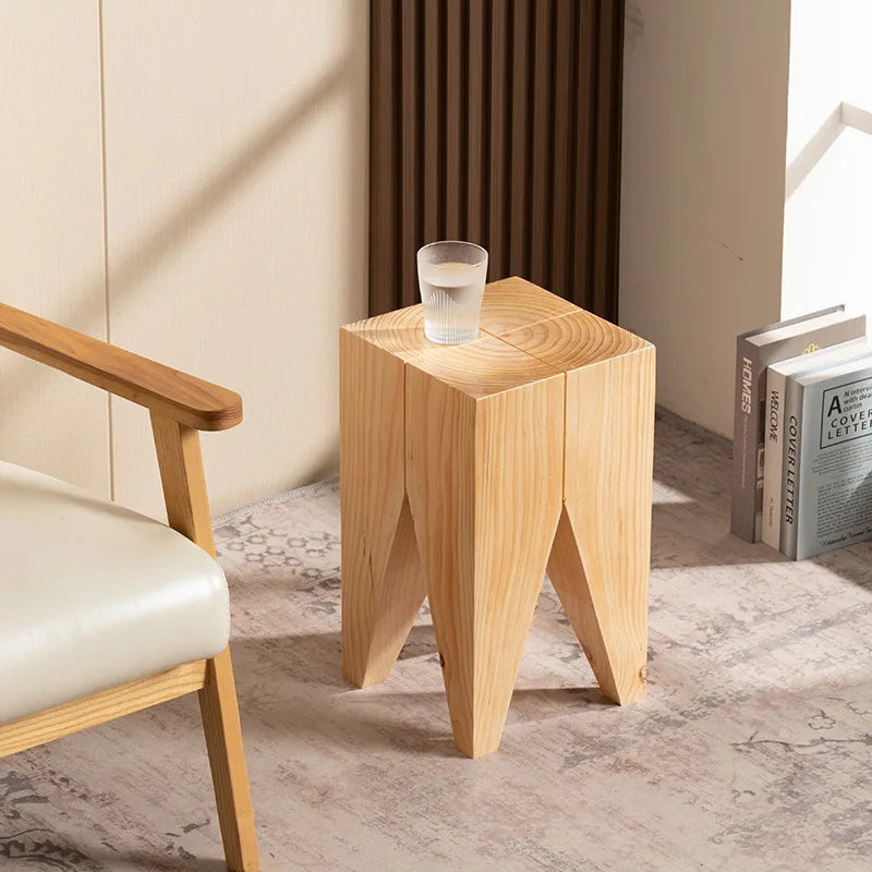 Creative Solid Wood Stool Log Pouf Sitting Stool Household Side Table Stump Hotel Decoration Coffee Table Creative Round Stool