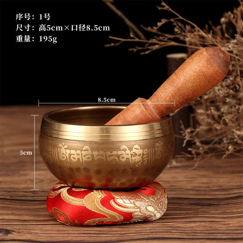 Tibetan Singing Bowl Buddhist Meditation Massage Yoga Chakra Nepal Singing Bowls Sound Healing Instruments with Accessories Gift