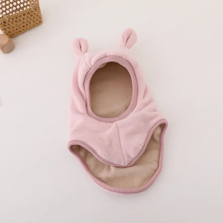 Winter Cartoon Bear Ear Baby One-Piece Hat Kids Warm Ear Protection Cap for Boy Girl Windproof Hood Beanies Plush Balaclava Hat