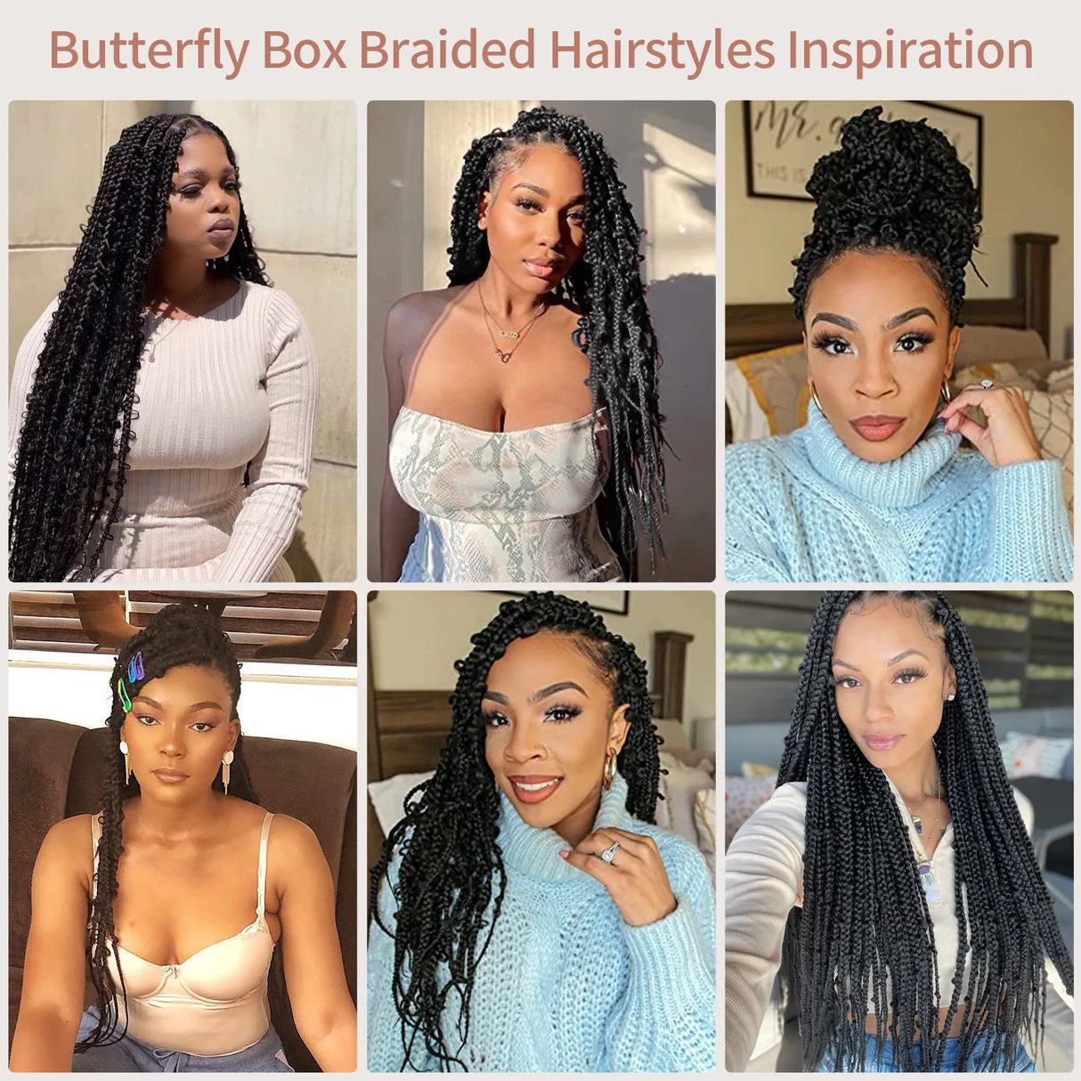 Kalyss 36" Square Knotless Butterfly Box Braided Wigs for Black Women Full Double Lace Frontal Wig with Baby Hair