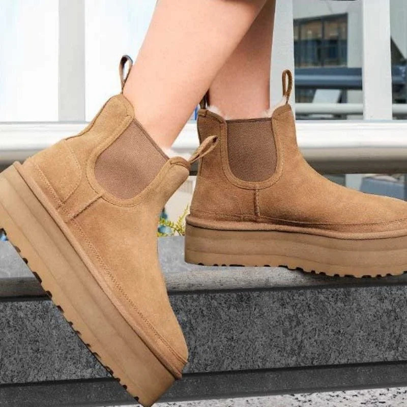 Women's Boots Plus Velvet Warm Casual Shoes One Step Suede Leather Trendy Women's Ankle Boots Chelsea Women's Boots