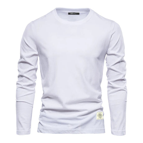 100% Cotton Long Sleeve T shirt For Men Solid Spring Casual Mens T-shirts High Quality Male Tops Classic Clothes Men's T-shirts