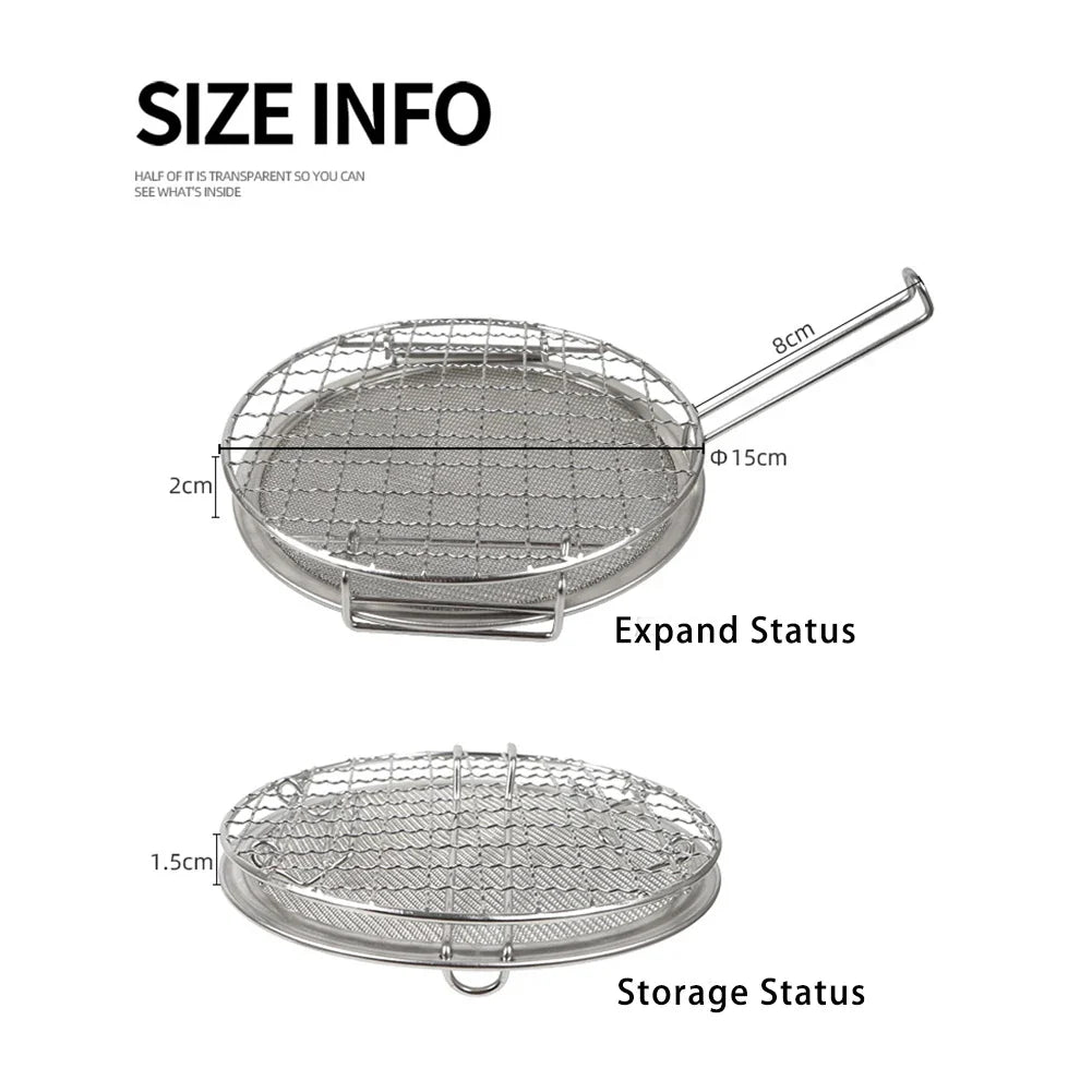 Outdoor Mini Roaster Foldable Portable Stainless Steel Multifunctional Bbq Mesh Rack Camping Cookware For Outdoor Camping Picnic