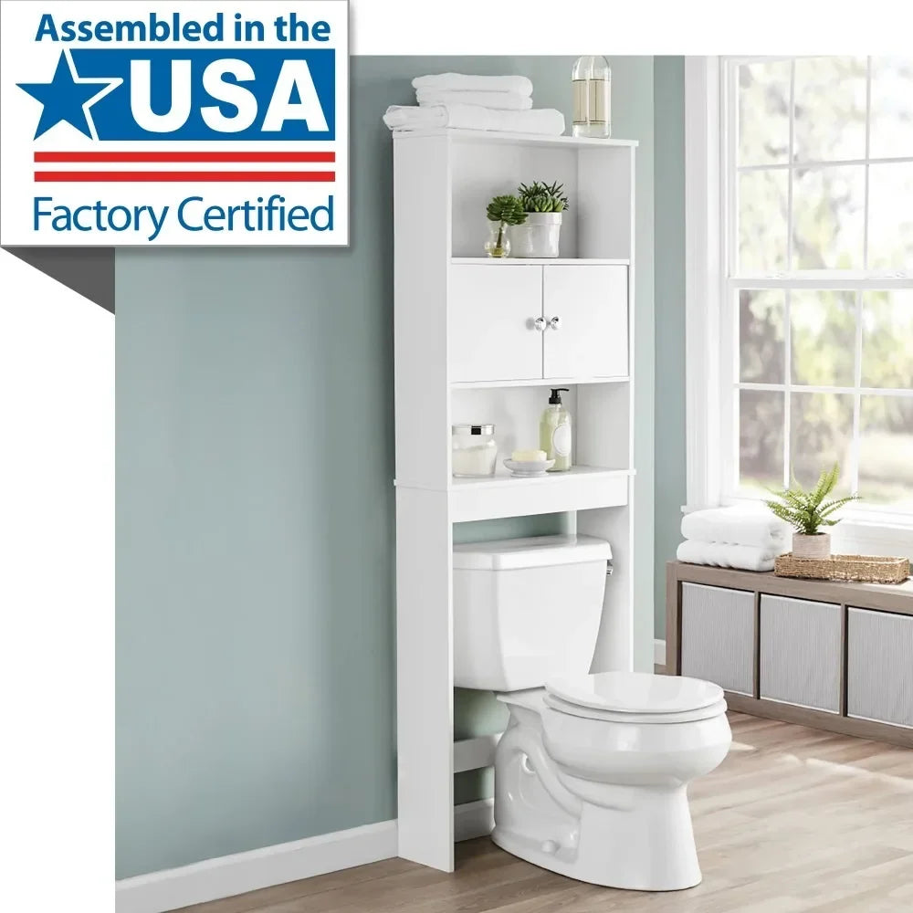 White 23 in. W Bathroom Space Saver Cabinet with 3 Fixed Shelves Over The Toilet Storage Bathroom Cabinets