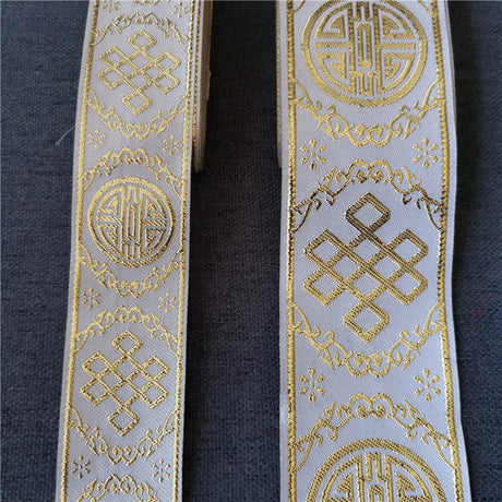 7 Meters 33mm 50mm Gold Silver Color Vintage Ethnic Embroidery Ribbon Boho Lace Trim For DIY Clothes Bag Embroidered Fabric