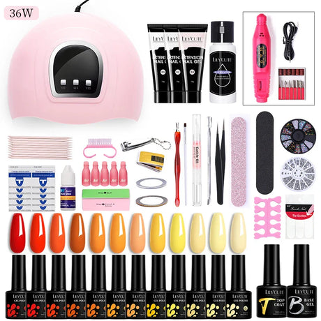 LILYCUTE Manicure Set For Quick Nail Extensions Gel Nail Polish With UV LED Nail Lamp Electric Nail Drill All For Nail Gel Tools