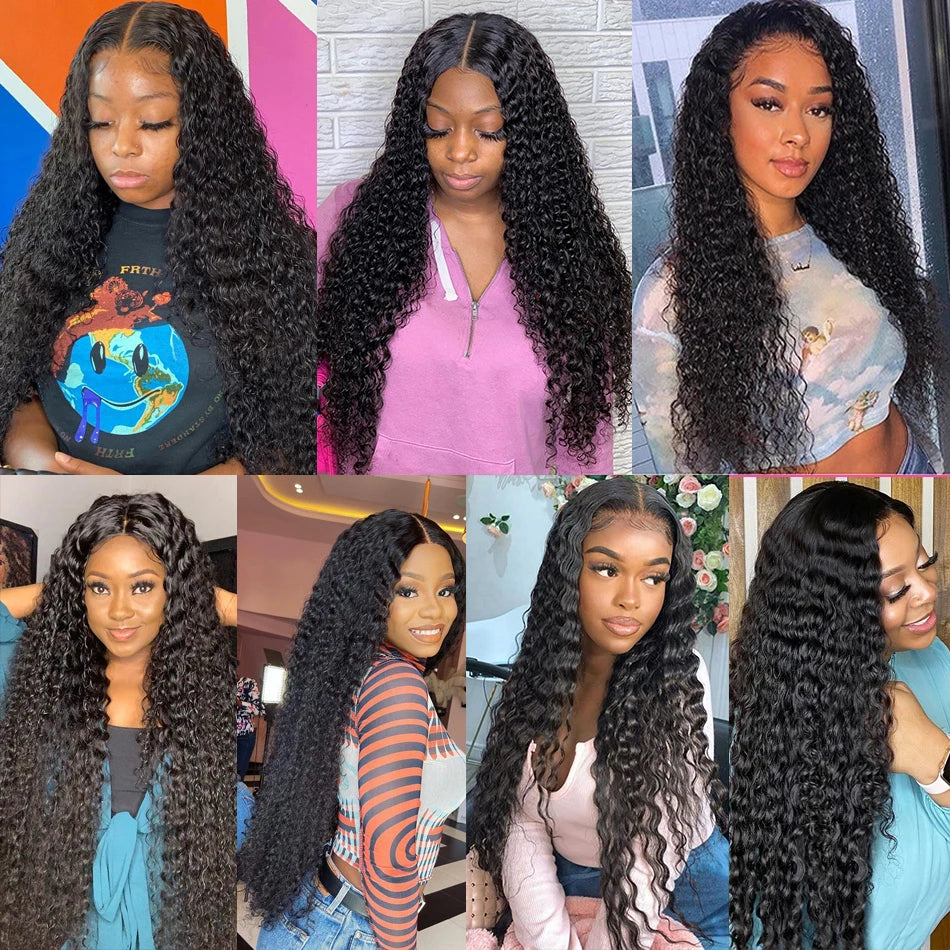 Malaysian Deep Wave Bundles With Closure Wet and Wavy Curly Human Hair Bundles With 4x4 Lace Closure Remy Hair Weave Extensions