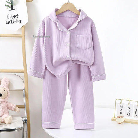 Teenager Boy Girl Pajamas Set Kids Spring Autumn Cute Baby Sleepwear Long Sleeve Birthday Gift School Loungewear 1-16Y Pijamas