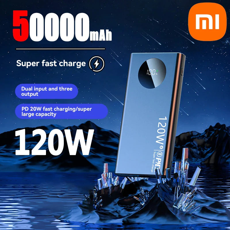 Xiaomi 120W Super Fast Charging 50000mAh Thin and Light Power Bank Cell Phone Accessories External Battery Free Shipping