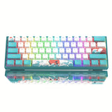 Womier WK61 Mechanical Keyboard RGB Wired Gaming Keyboard Hot-Swappable Blue Sea Theme with PBT Keycaps for Windows PC Gamers