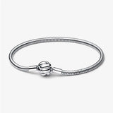 New 925 Sterling Silver High Quality Womens Bangle Classic Bucket Clasp Bracelet Fit Original Charm Bead Pendant Jewelry DIY