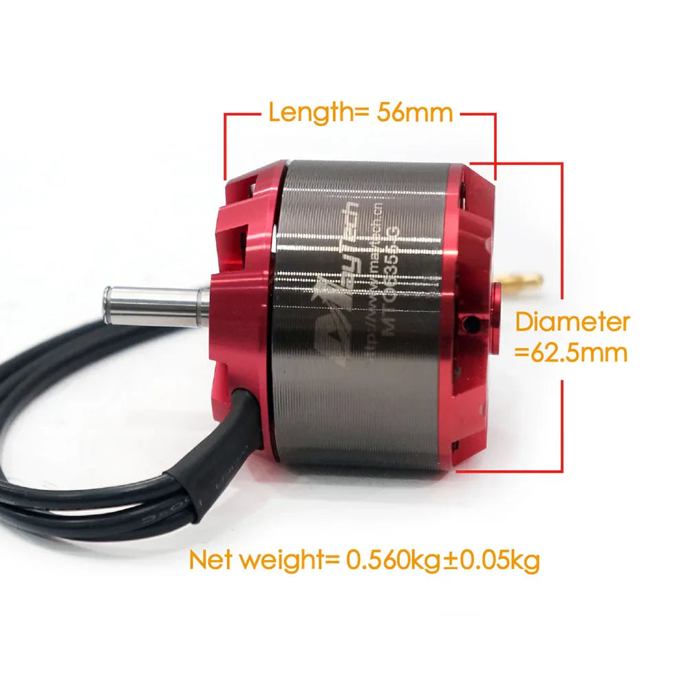 Maytech 6355 230KV 70KV Brushless Motor 11kg Thrust for Aircraft Agricultural Drone Electric Lawn Mower Unsealed Sensorless