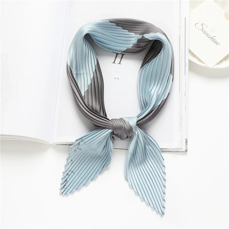 2023 Brand Crinkle Scarf Women Silk Satin Square Neck Tie Hand  Wirst Female Headscarves Bandana Shawl  Leopard Hair Foulard