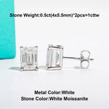 AnuJewel 10k Gold 4/2/1ct Emerald Moissanite Stud Earrings 10K Gold Post Anti-allergy Eearrings For Women Jewelry Wholesale