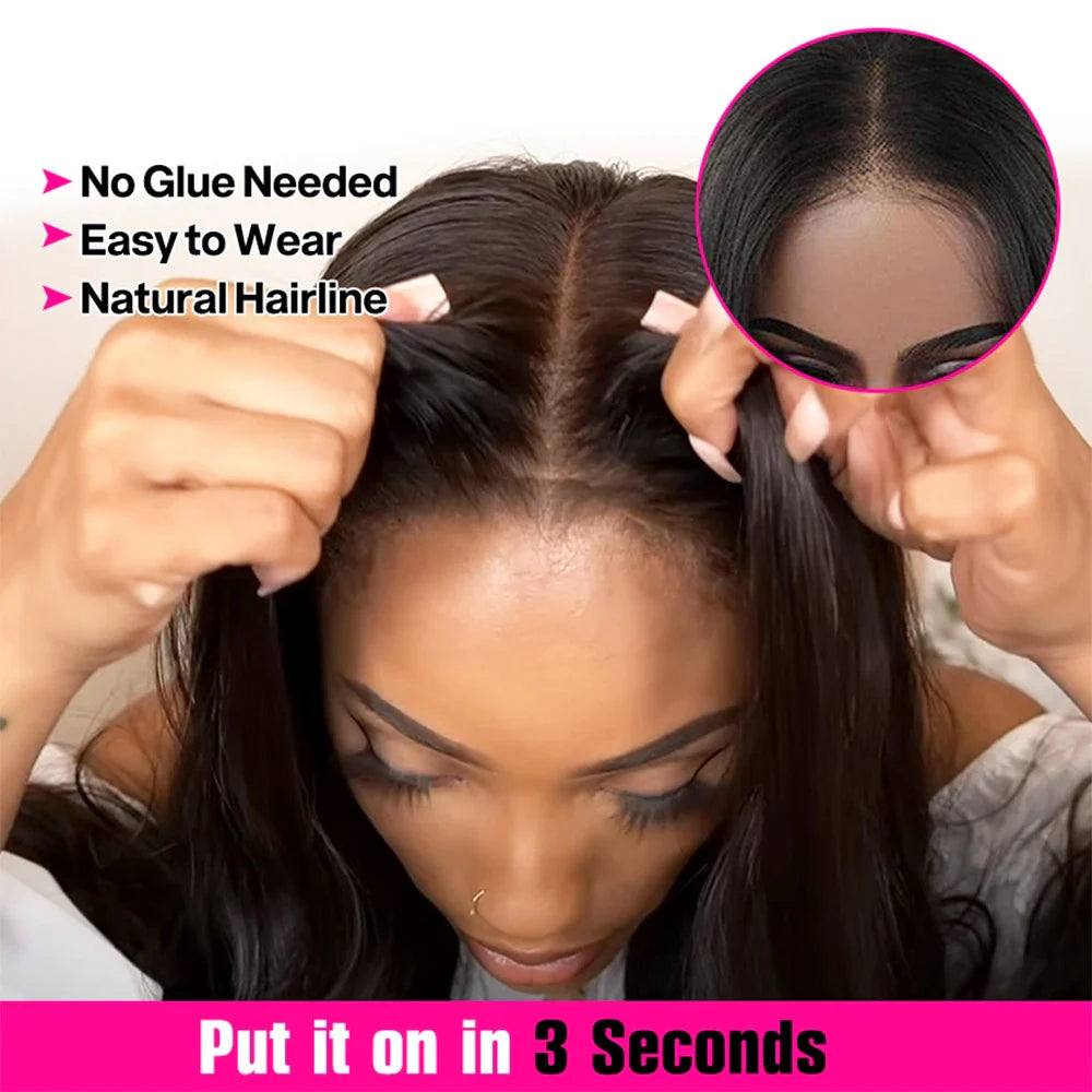 Wear And Go Glueless Wig Malaysian Straight 5x5 HD Lace Closure Glueless Wig Human Hair Ready To Wear Pre Cut Pre plucked