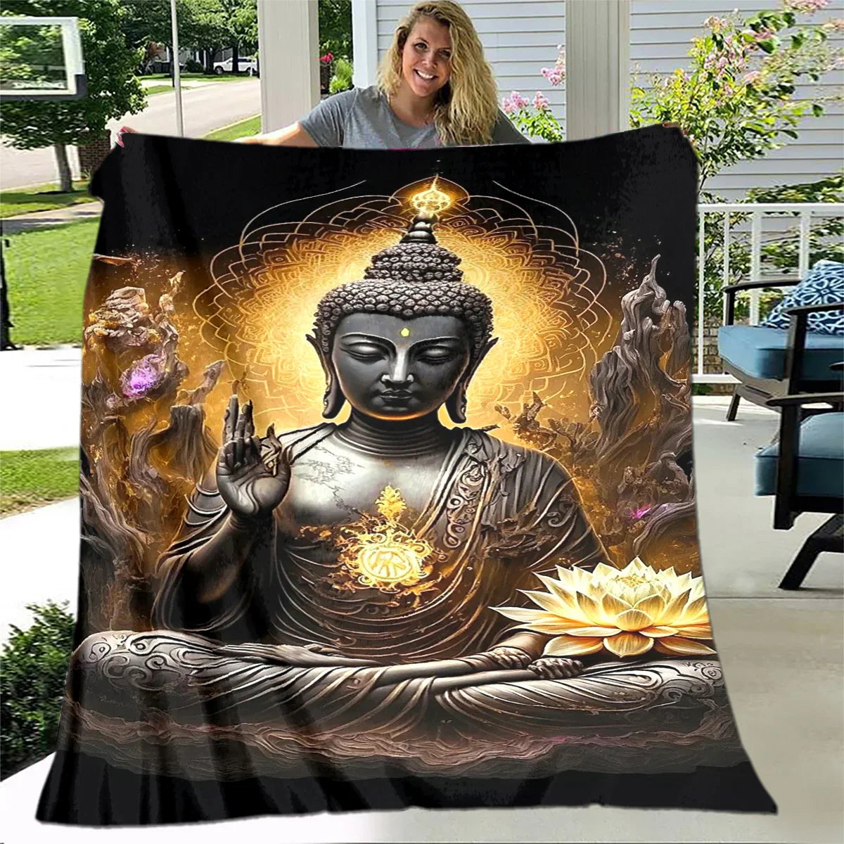 Buddha Sakyamuni Buddhism Faith Religion Soft Plush Blanket,Flannel Blanket Throw Blanket for Living Room Bedroom Bed Sofa Pray