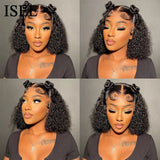 ISEE HAIR Mongolian Kinky Curly Bob Wig Lace Front Human Hair Wigs 13X4 Short Jerry Curly 4x4 Lace Closure Human Hair Wigs