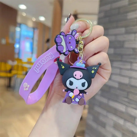 Wholesale Kawaii Sanrio Kuromi Keychain Pvc Doll Key Chain Cartoon Anime Cinnamoroll Bag Pendant Car Keyring Accessories Gift