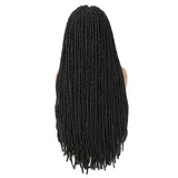 X-TRESS Synthetic Full Lace Wig Faux Locs Braided Wigs for Women 32 Inch Long Straight Knotless Braiding Wig with Body Hair