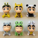 4/6/10pcs Set Crayon Shin-Chan Anime Figure Fishing Puppy Kawaii Q Version Mini Decor Figurines Collectibles Toys Holiday Gifts