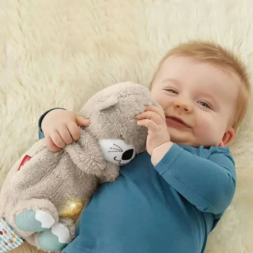 Breathing Bear Baby Soothing Otter Plush Doll Toy Baby Kids Soothing Music Baby Sleeping Companion Sound and Light Doll Toy Gift