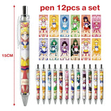 12pcs Anime Figure Sailor Moon Kawaii Cartoon Peripheral Ballpoint Pen Animation Derivatives Student Stationery Festival Gift