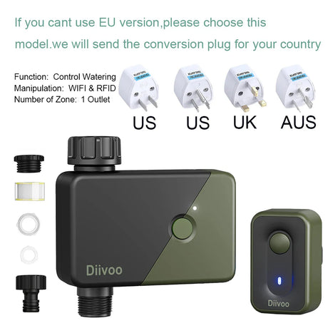 Diivoo WiFi Drip Irrigation Controller Programmable Automatic Irrigation Equipment Remote Control Support Alexa, Google