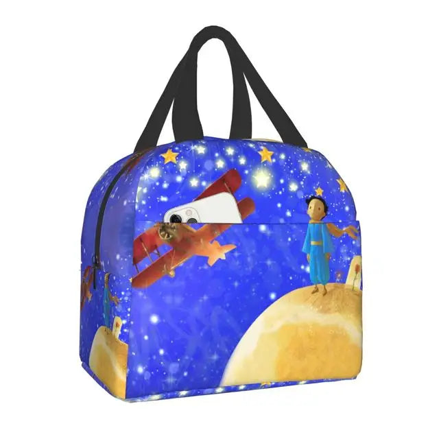 Custom The Little Prince Birds And Stars Lunch Bag Men Women Thermal Cooler Insulated Lunch Box for Adult Office