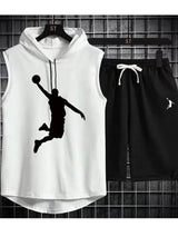 Summer Men's Two Piece Set CasualT-Shirt and Shorts Set Mens Sports Suit Fashion Short Sleeve Tracksuit Hooded T-shirt