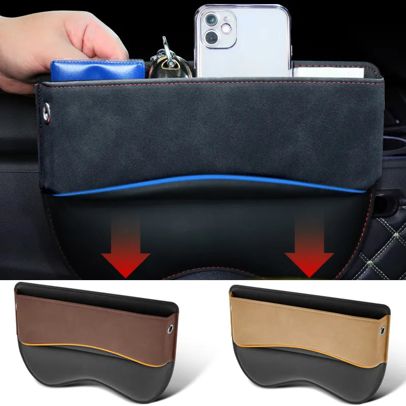 Suede Car Seat Side Storage Pocket For Car Seat Gap Filler Organizer Box Leather Car Crevice Stowing Tidy Interior Parts