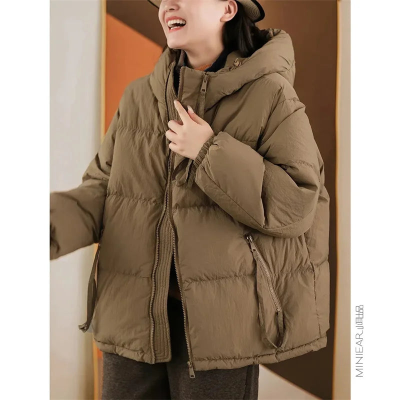 Women's Autumn Winter Down Cotton Parkas 2023 Hooded Thick Korean Fashion Short Cotton Jacke Female Simplicity Outerwe