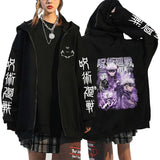 Women Men Anime Zip Hoodies Jujutsu Kaisen Plus Size Zipper Jackets Gojo Satoru Printed Sweatshirt Y2k Harajuku Unisex Hooded