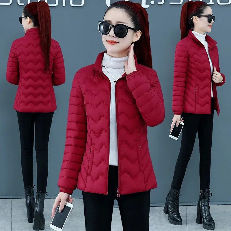 Winter Jacket Women 2023 New Short Parka Jacket Solid Coats Female Cotton Pdded Parkas Lady Thick Slim Outwear Coats for Women