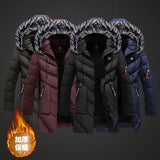 Mens Thickened Warm White Hooded Jacket Parkas Multi Pockets Padded Overcoat Male Autumn Winter Long Men Windproof Jacket Coats