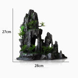 Fish Tank Plant Rockery Multi-style Aquarium Decoration,Resin Artificial Building Cave Aquarium Landscaping Ornament Decor