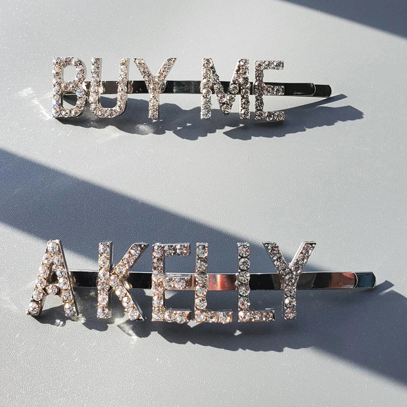 Buy Me A Birkin  Rhinestone  Hair Clips  2pcs/set Funny Hair slide  Ins Hot Words Bobby Pins Hair Jewelry