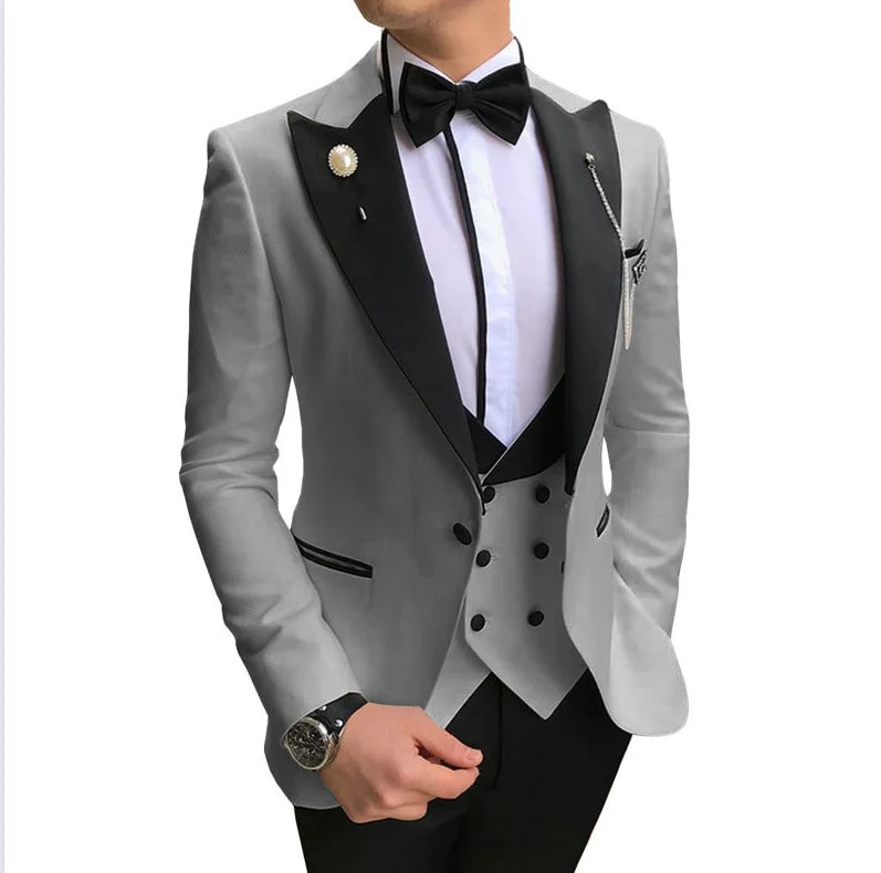 2023 Men 3 Pieces Suits For Men Custom Made Groom Groomsmen Tuxedos Wedding Men Suit Terno Masculino(Jacket+Pant+Vest)